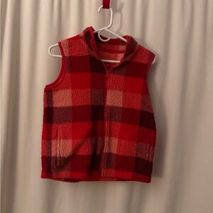 Red Plaid Fleece Vest